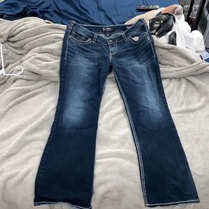 Silver slim boot jeans.